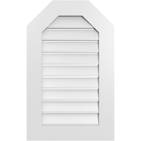 Ekena Millwork Octagonal Top Surface Mount PVC Gable Vent: Functional, w/ 3-1/2"W x 1"P Standard Frame, 20"W x 32"H GVPOT20X3201SF
